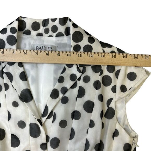Kay Unger Polka Dot Silk Belted Dress Sz 8 Retro Classic Date Night - Picture 15 of 16